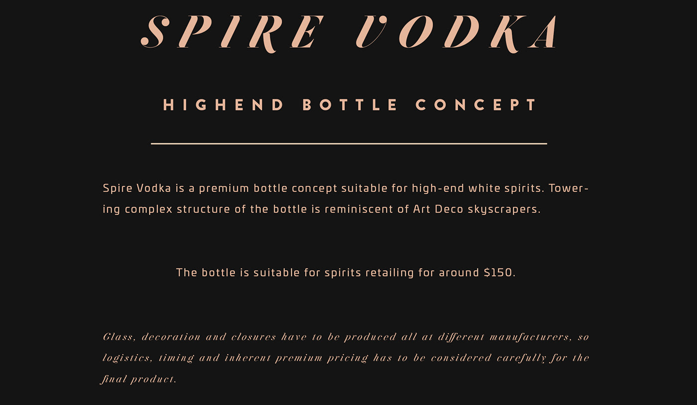 Vodka glass design bottle design Spirits bottle designer