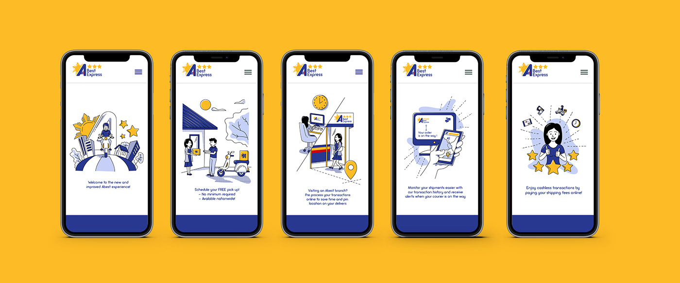 abest express app branding  delivery doodle ILLUSTRATION  Mobile app philippines Website