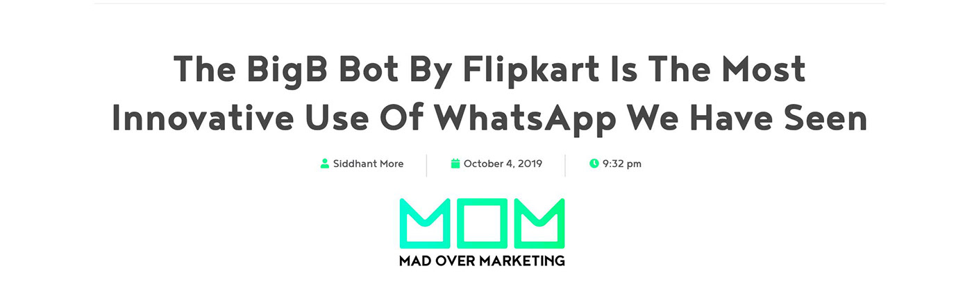 big b big billion days bot chat bot digital digital campaign Flipkart Mobile first nasheet WhatsApp