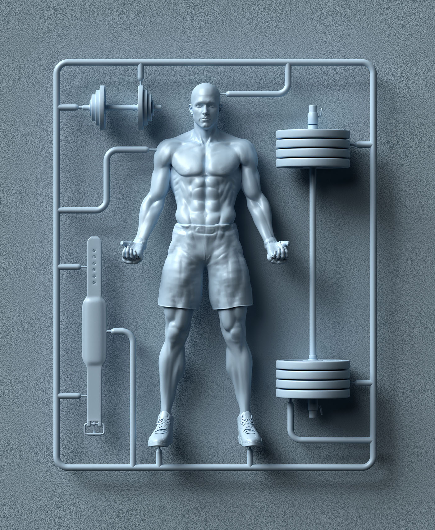 kit plastic model airfix anatomy fitness CGI 3D octane otoy