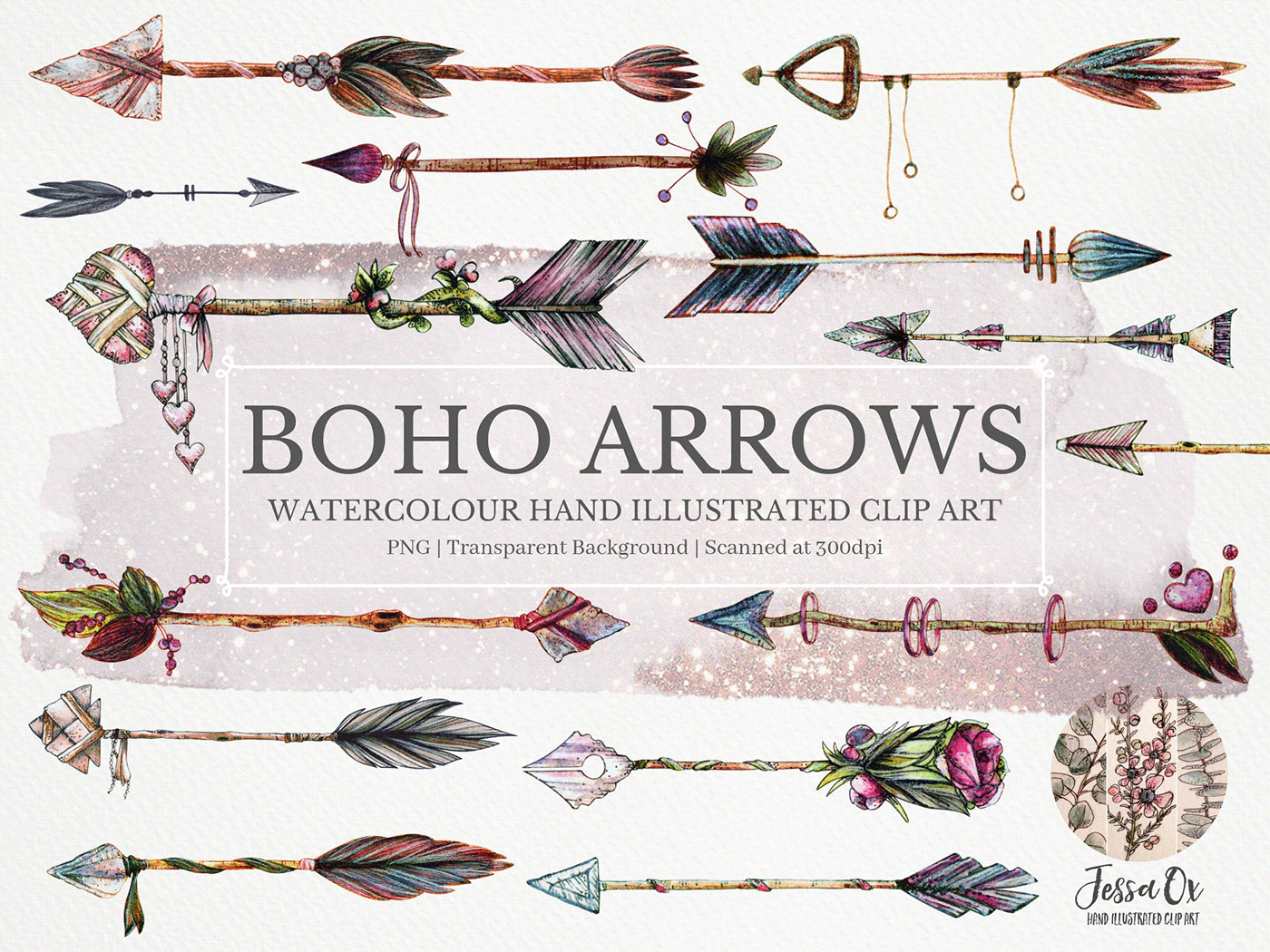 arrows art boho boho clipart Jessica Oxley Rustic Boho Clipart tribal clipart watercolor watercolor clip Wooden Arrows