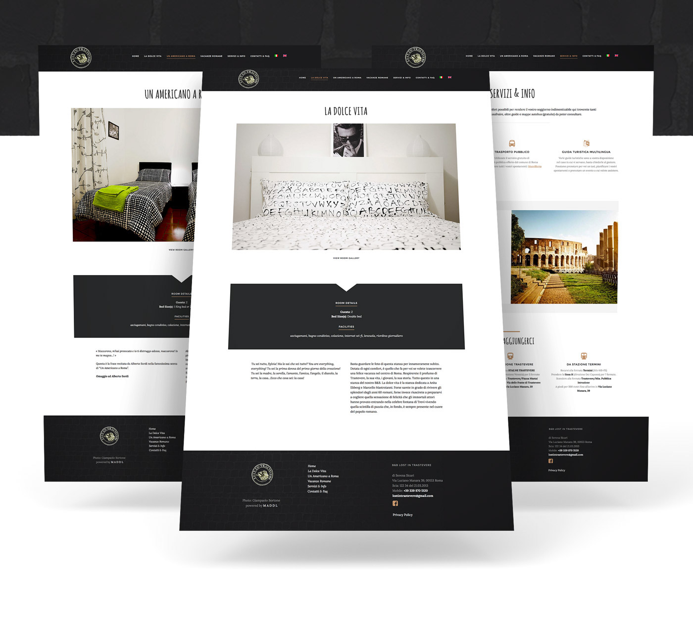 BNB bed and breakfast roma Website design development Italy booking online branding  hotel