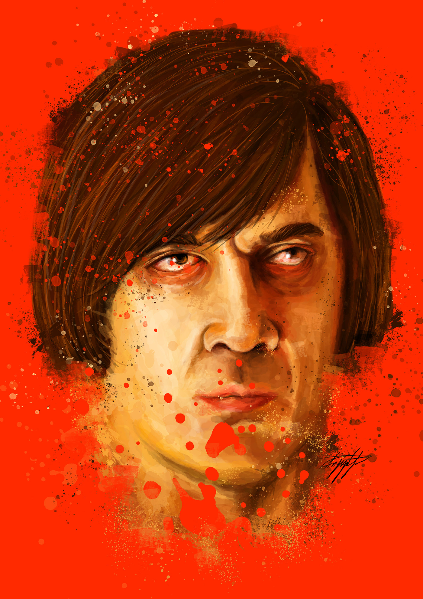 art artist Character ILLUSTRATION  Javier Bardem movie paint portrait poster red