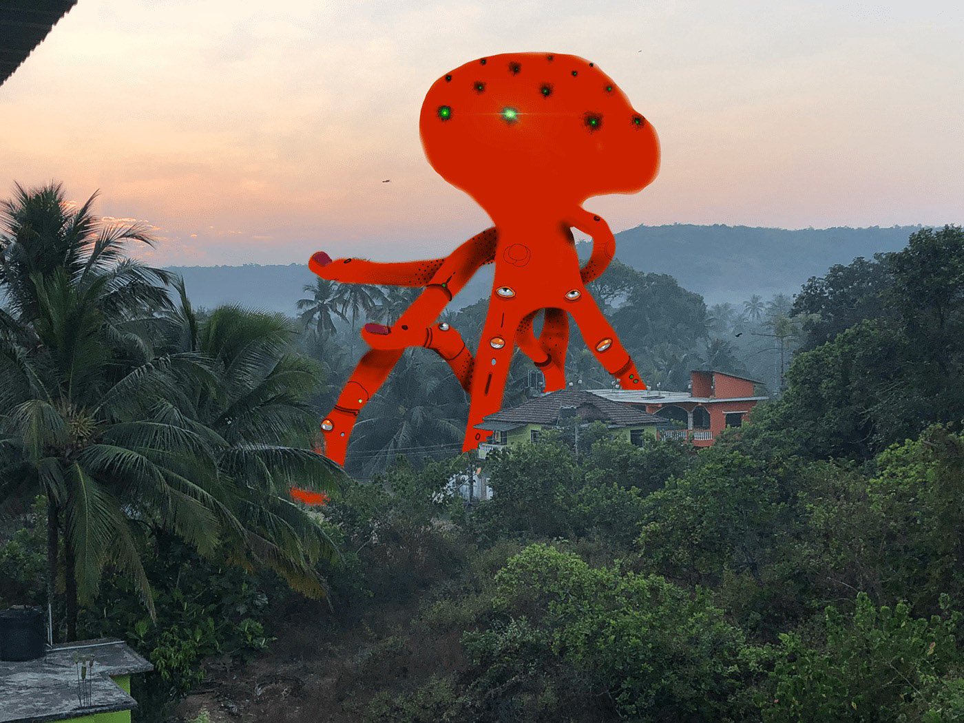 art design fantasy Goa hand ILLUSTRATION  India jungle octopus photo art summer UFO
