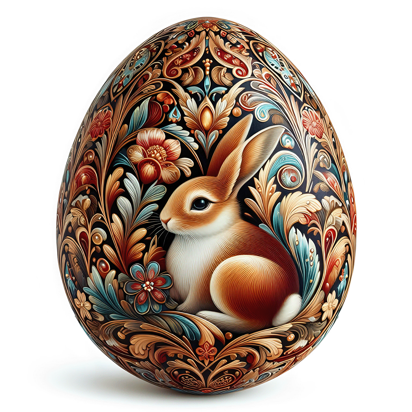 bunny rabbit Khokhloma russian art