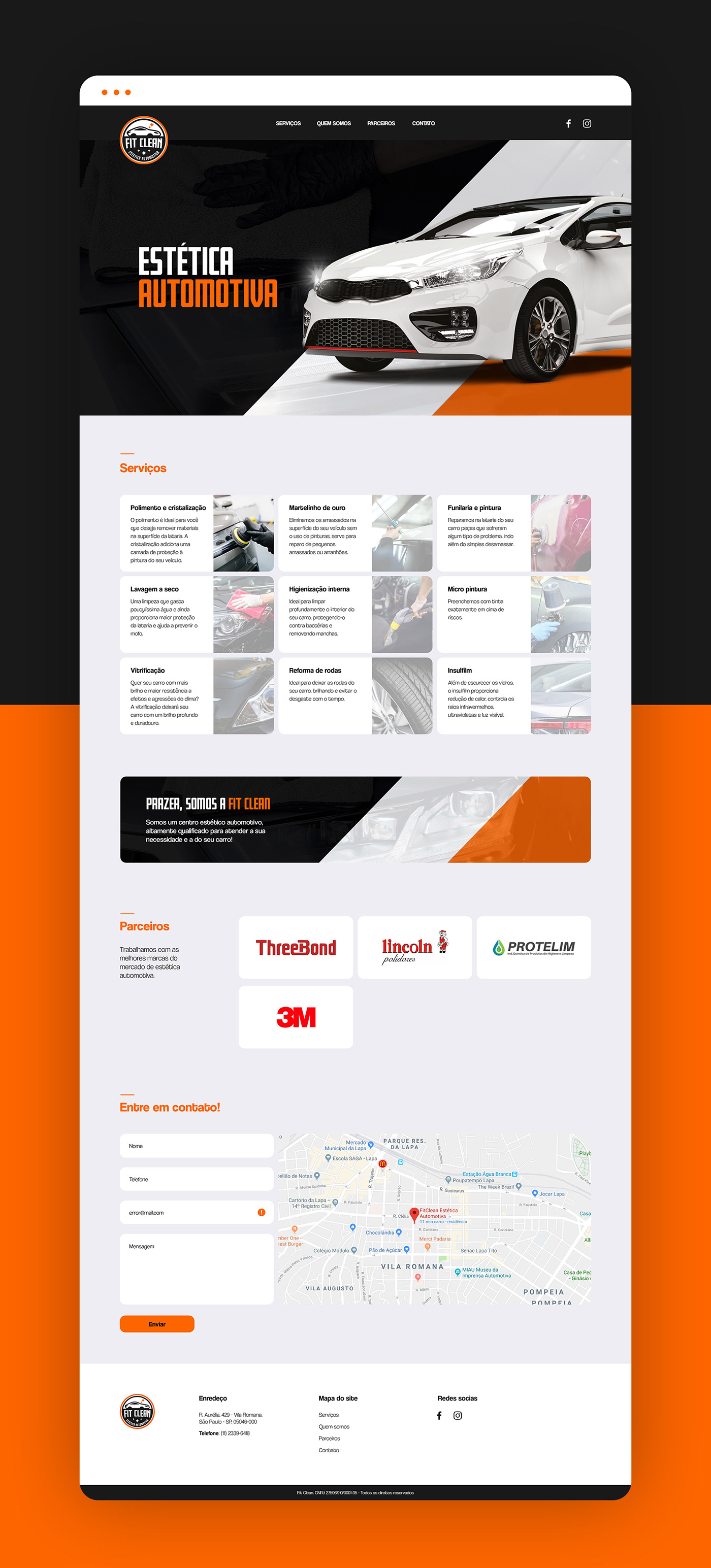 Automotiva branding  car clean design estética FIT logo Mockup site