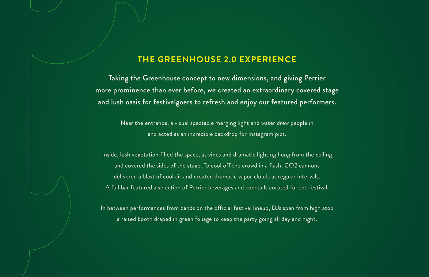 Adobe Portfolio art direction  beverage concept creative Experiential festival greenhouse osheaga perrier