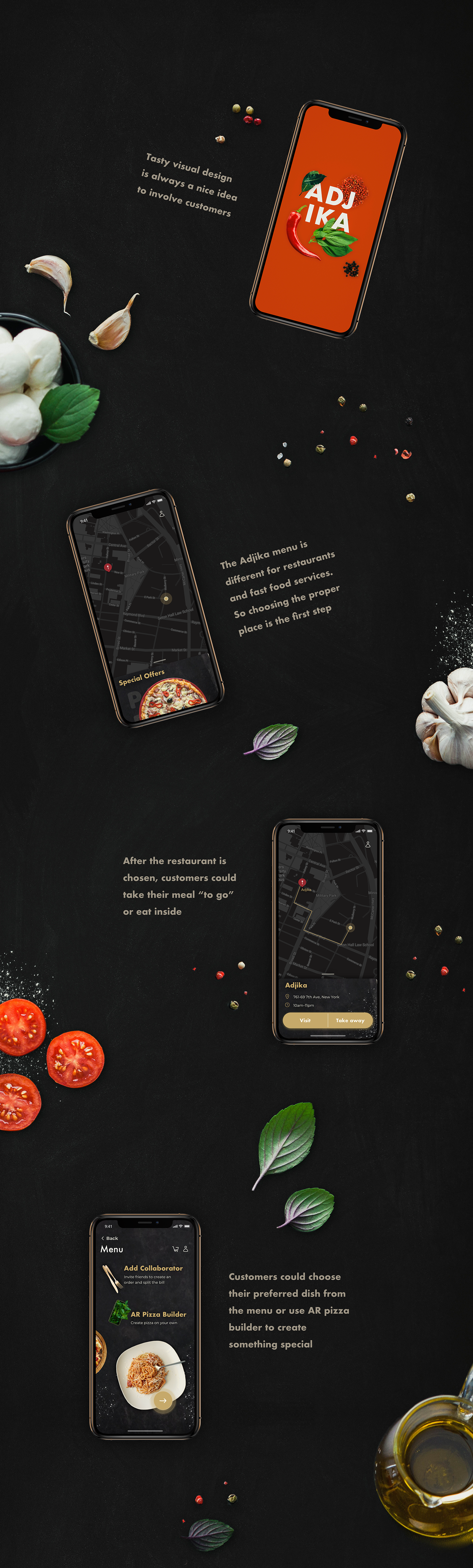 AR Food  iphonex persona ux Pizza app Blueprint UI freebies