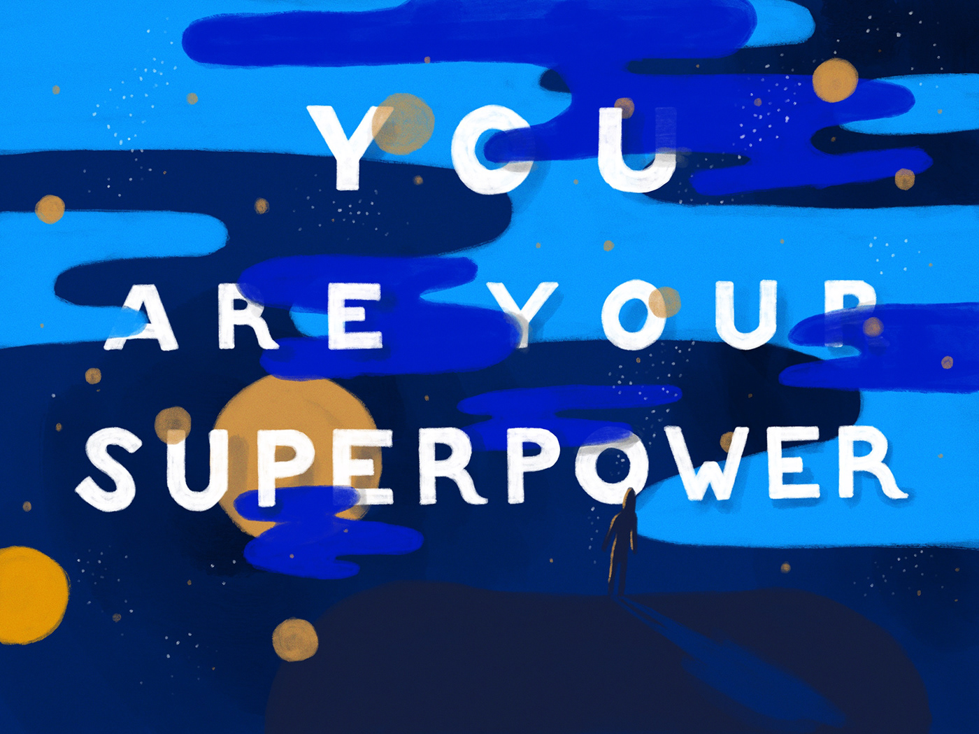 digital illustration blue gold quote inspirational superpower Procreate lettering