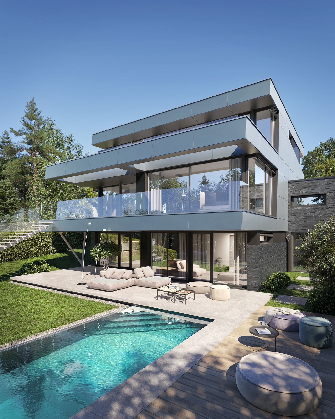 3D architecture exterior home house modern Render visualization