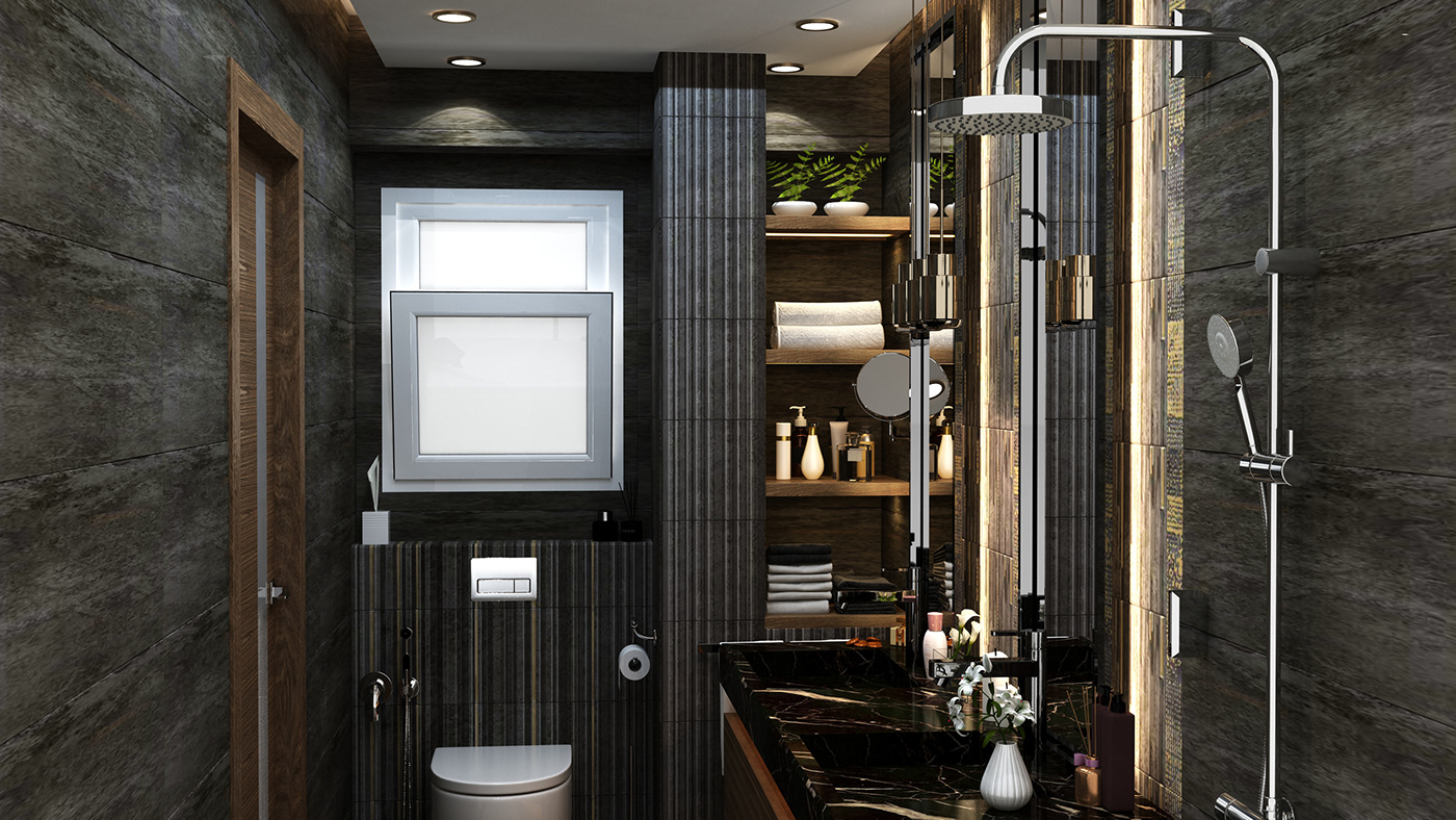 apartment bathroom black ceramic cw gamma idesign Project Villa wall