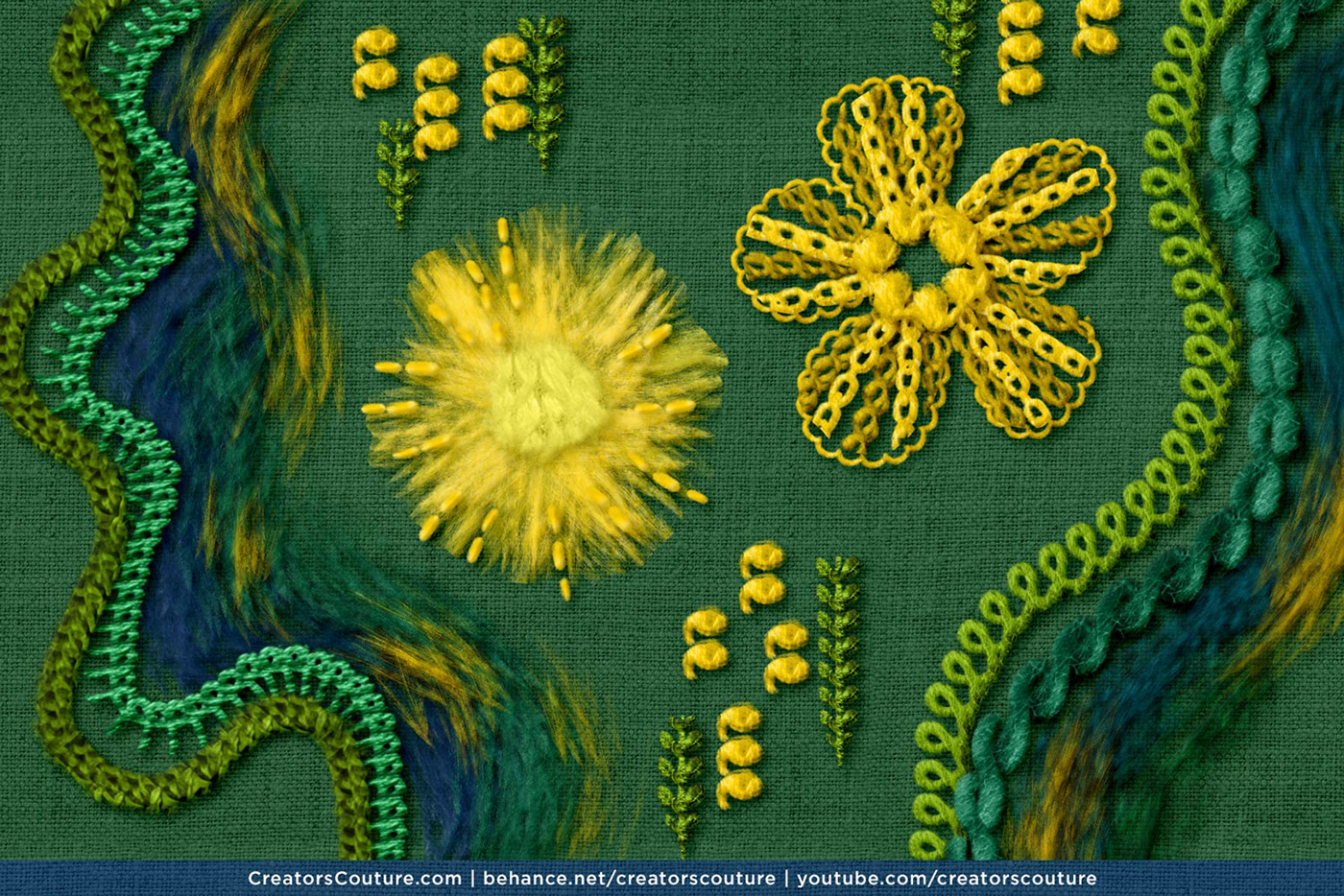 Embroidery thread surface design Surface Pattern Digital Art  ILLUSTRATION  Photoshop brush brushes brush lettering