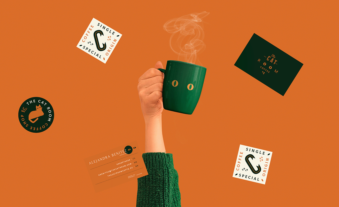 brand branding  Cat Coffee Ecuador guayaquil logo typography   editorial JORGE CAMPOZANO