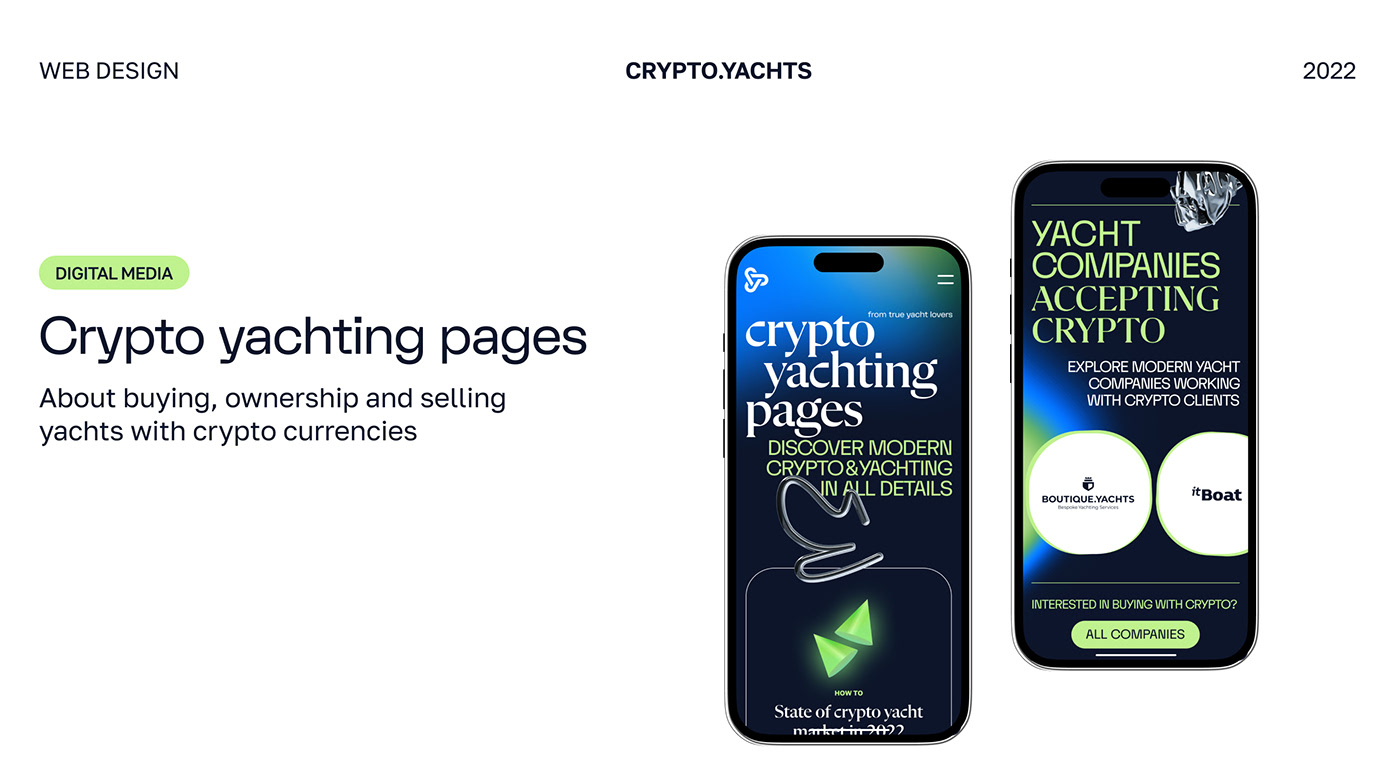 Boats crypto cryptocurrency digital media media UX UI yacht charter Yachting yachting industry