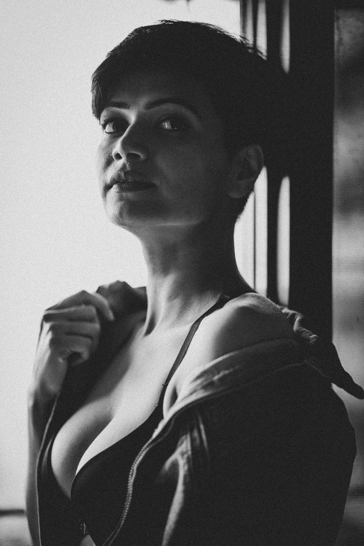 black and white boudoir girl headshot headshots Hot model portrait pose sexy