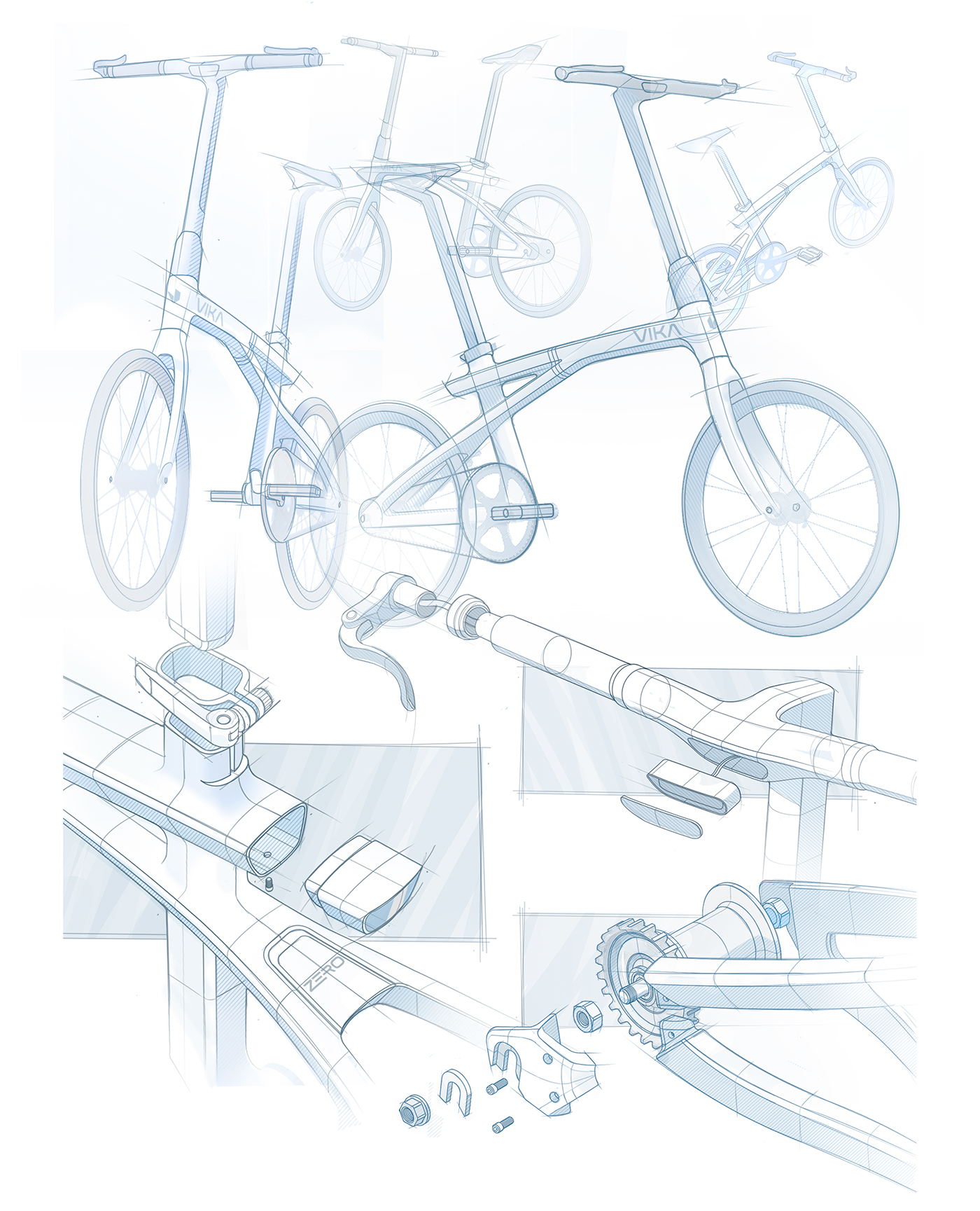 folding bike innovation design Technology Carbon Fiber Bike ultra lightweight commute vika vikabike