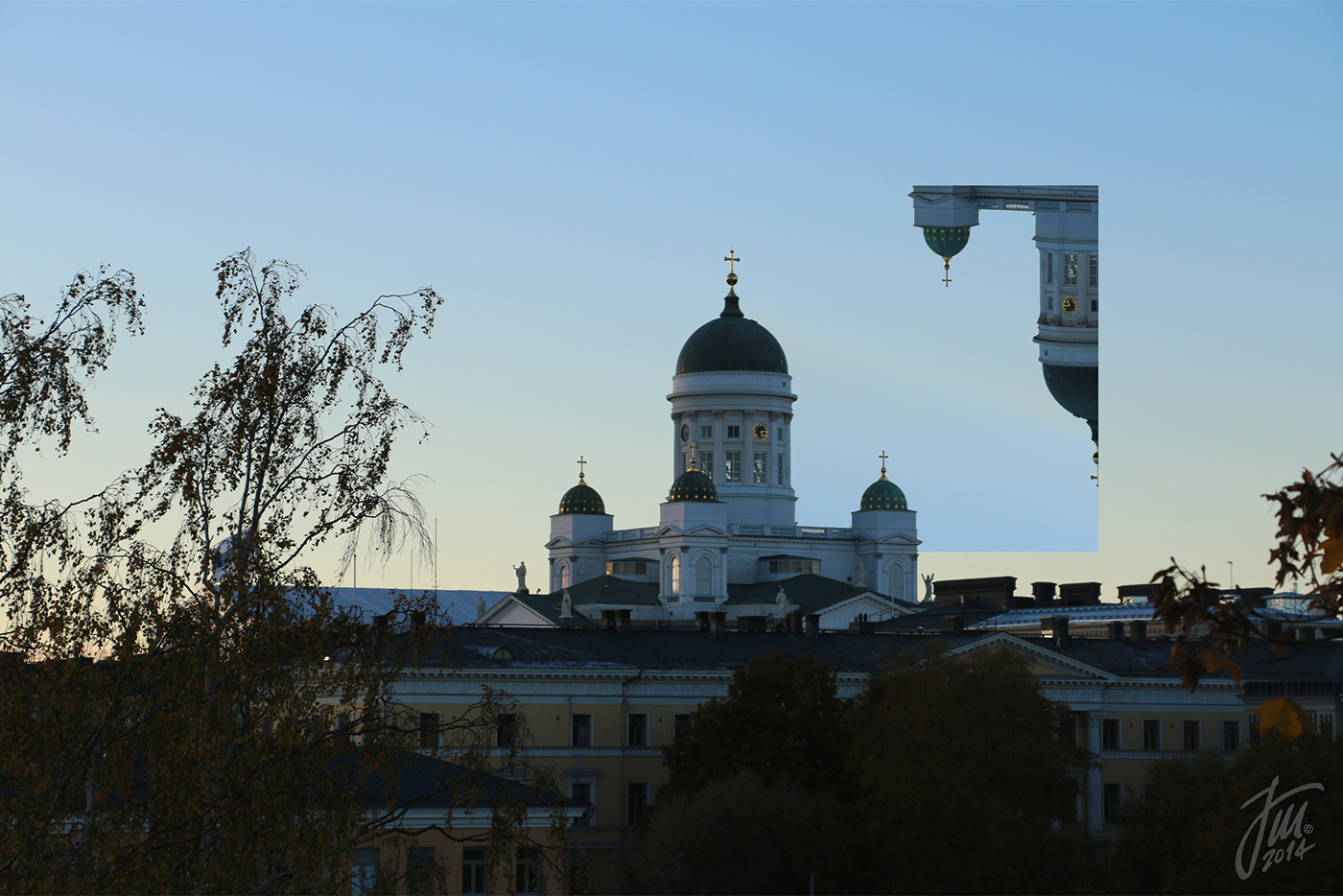 Photo Manipulation  helsinki finland square upside-down skyline cityscape seasons frame