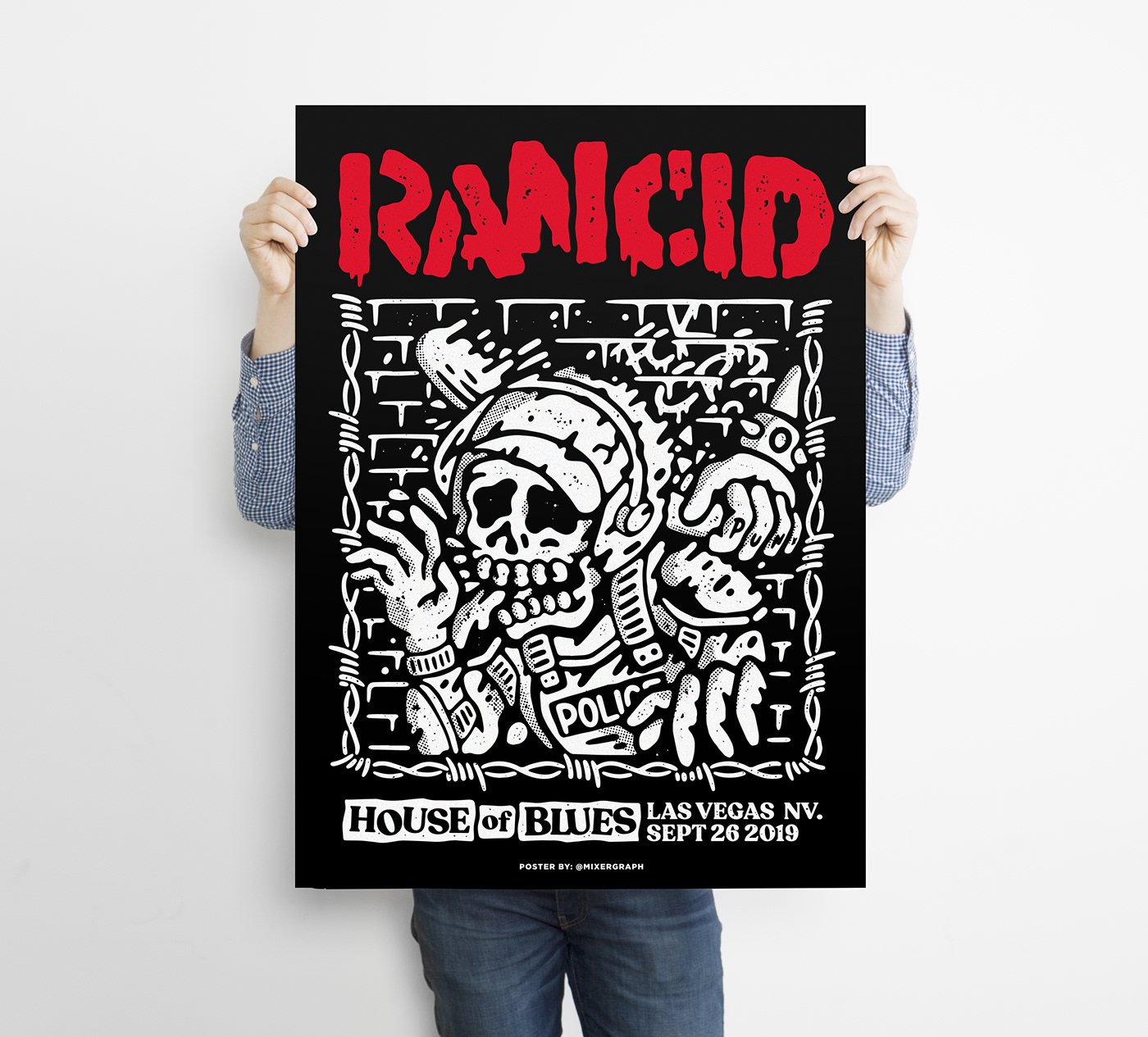 Rancid punk poster gig Show live ska skull police Las Vegas