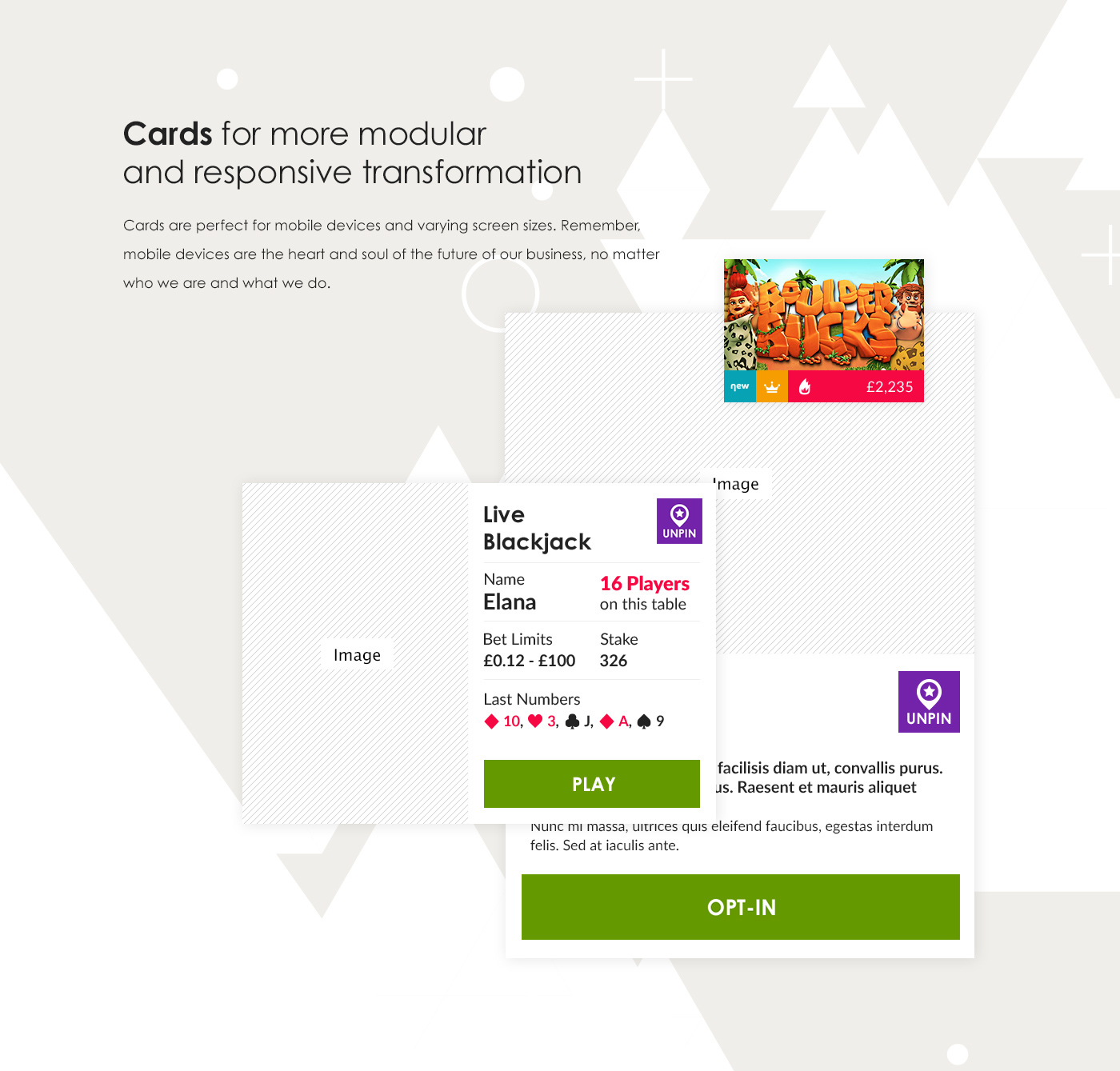 casino Responsive Website Gala gambling UI Gaming Adaptive mobile app
