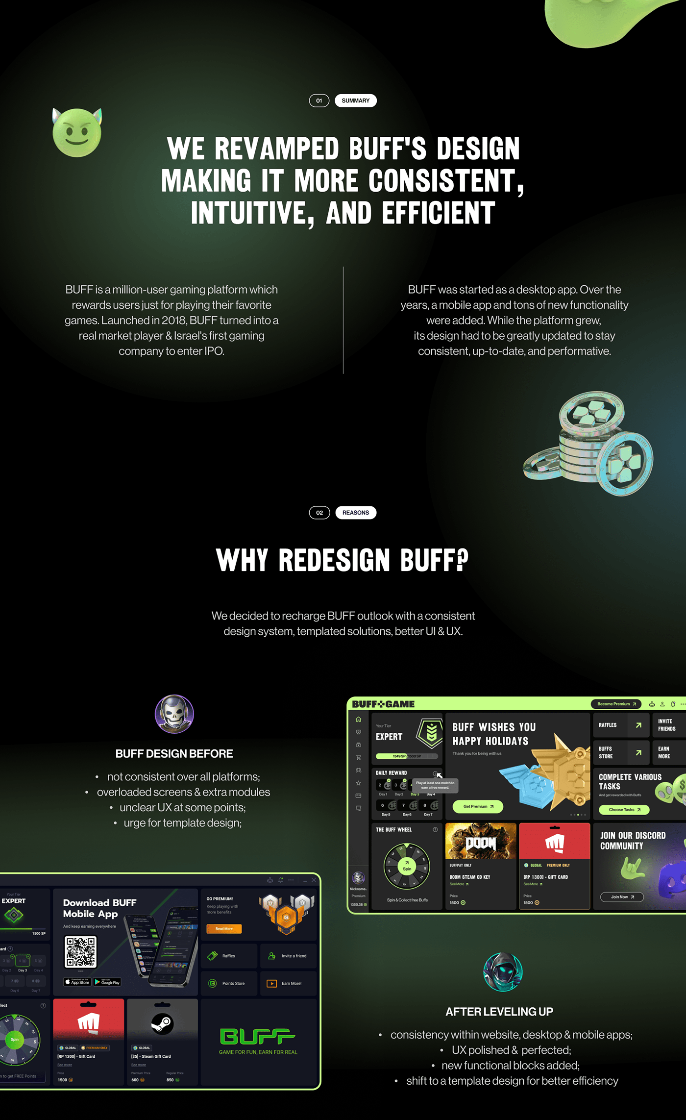 buff design esports Gaming green Interface rebranding UI UI/UX webapp