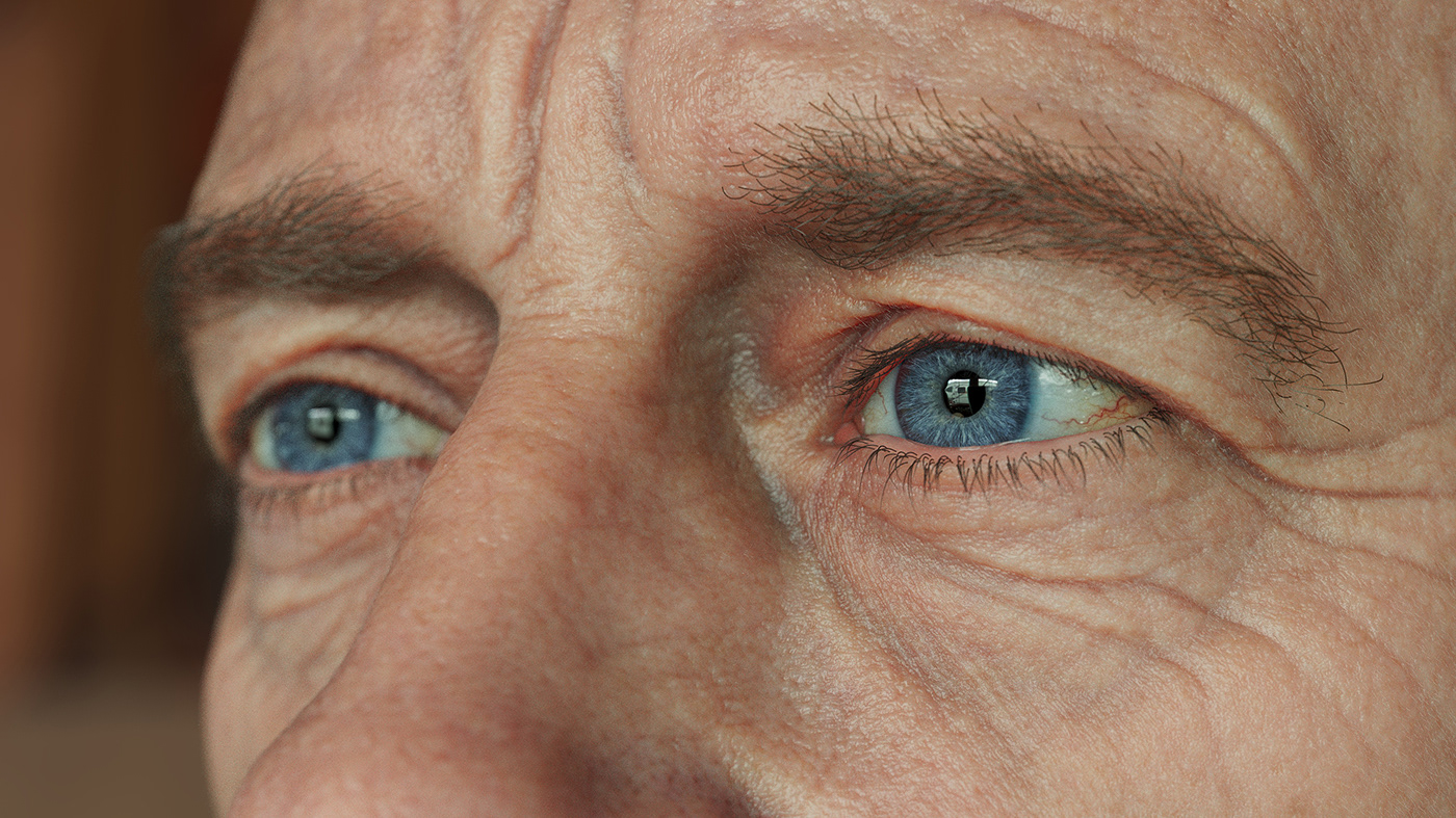 eye human blue Character detail head 3D male eyeball Render