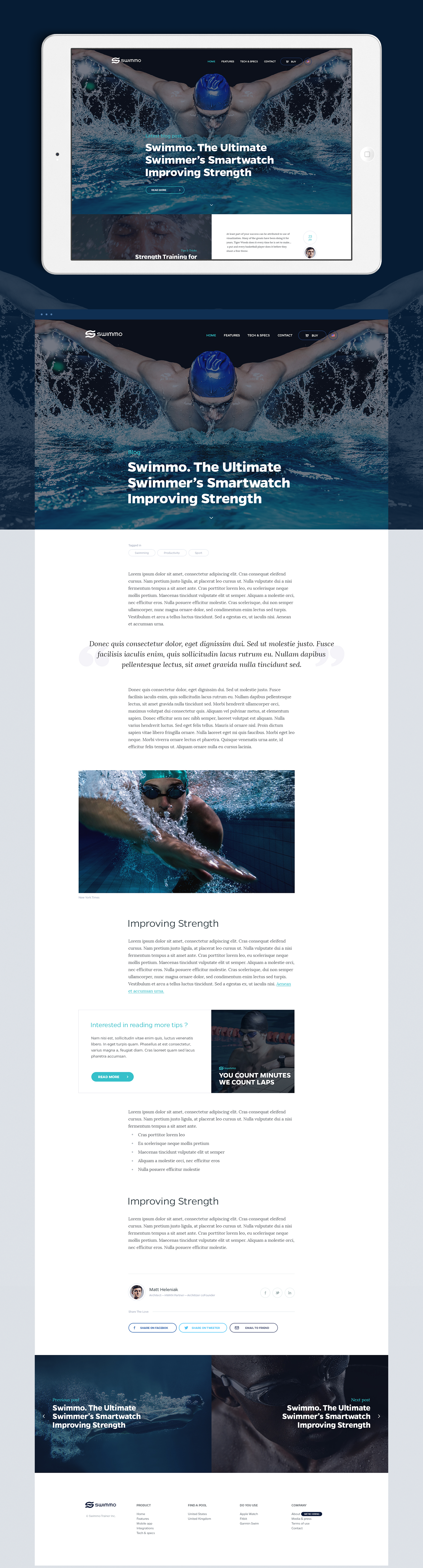 swimmo swimming mobile app applications iphone Web Website UI gif Responsive sport