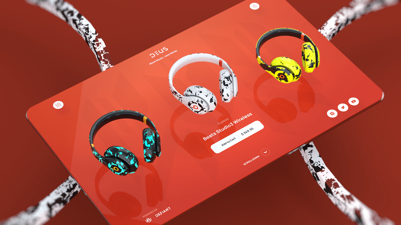 3D Audio Custom headphone motion music orange sound UI Web