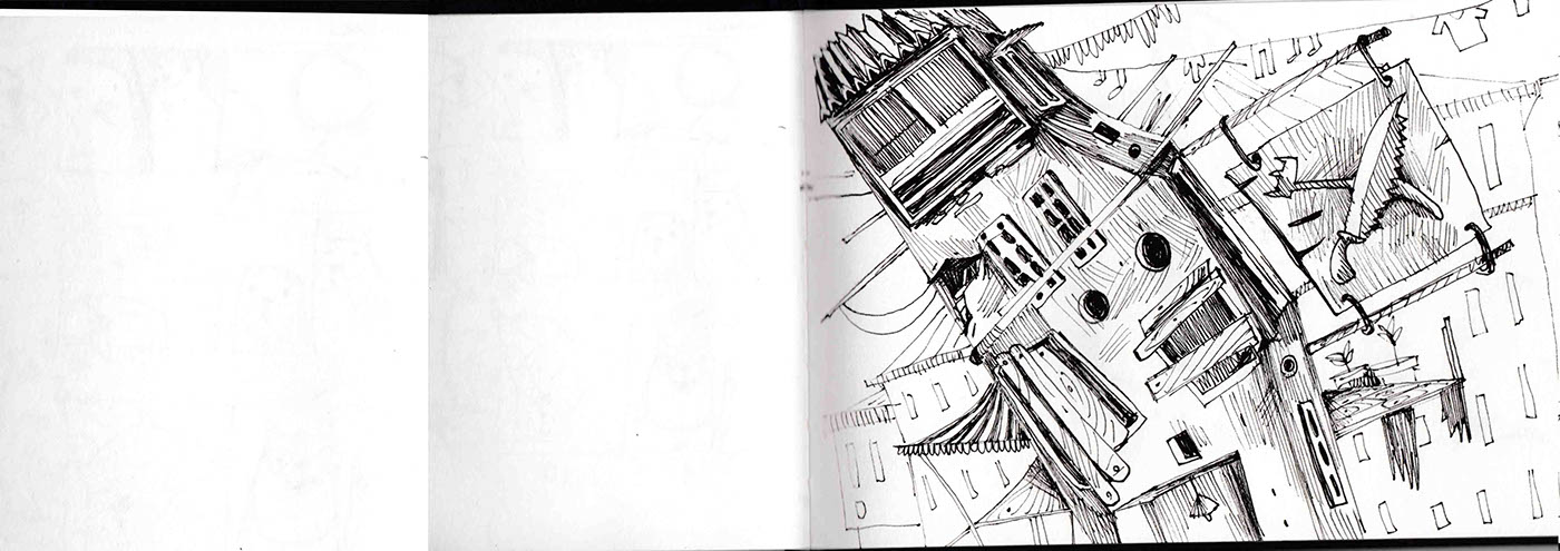 sketch doodle sketchbook environmentaldesign environmental ink city distopia ILLUSTRATION 