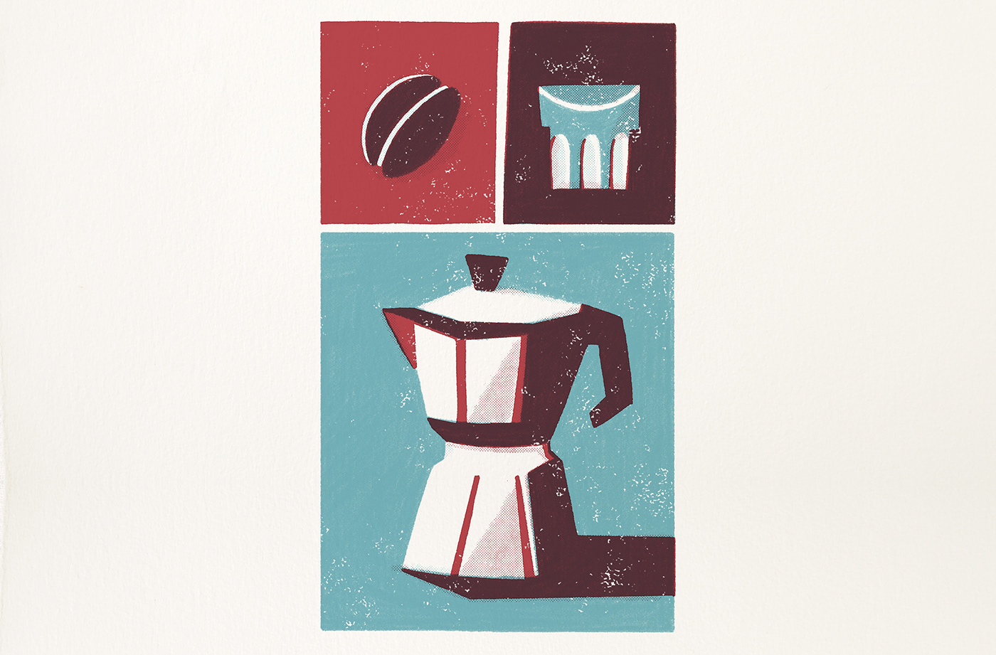 poster Coffee flat graphic texture print printmaking cafe