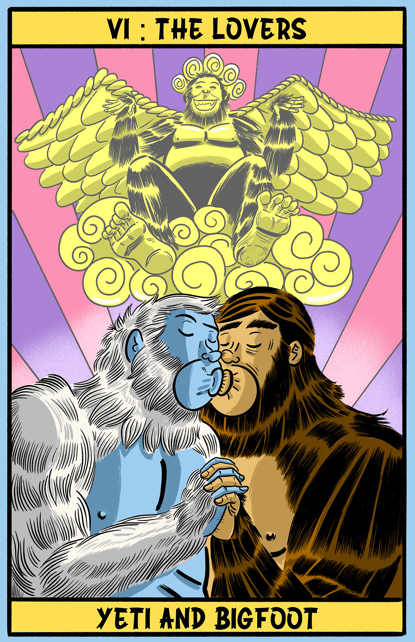 tarot Tarot Cards digital illustration cartoon Digital Art  cryptid mothman Bigfoot Paranormal ILLUSTRATION 