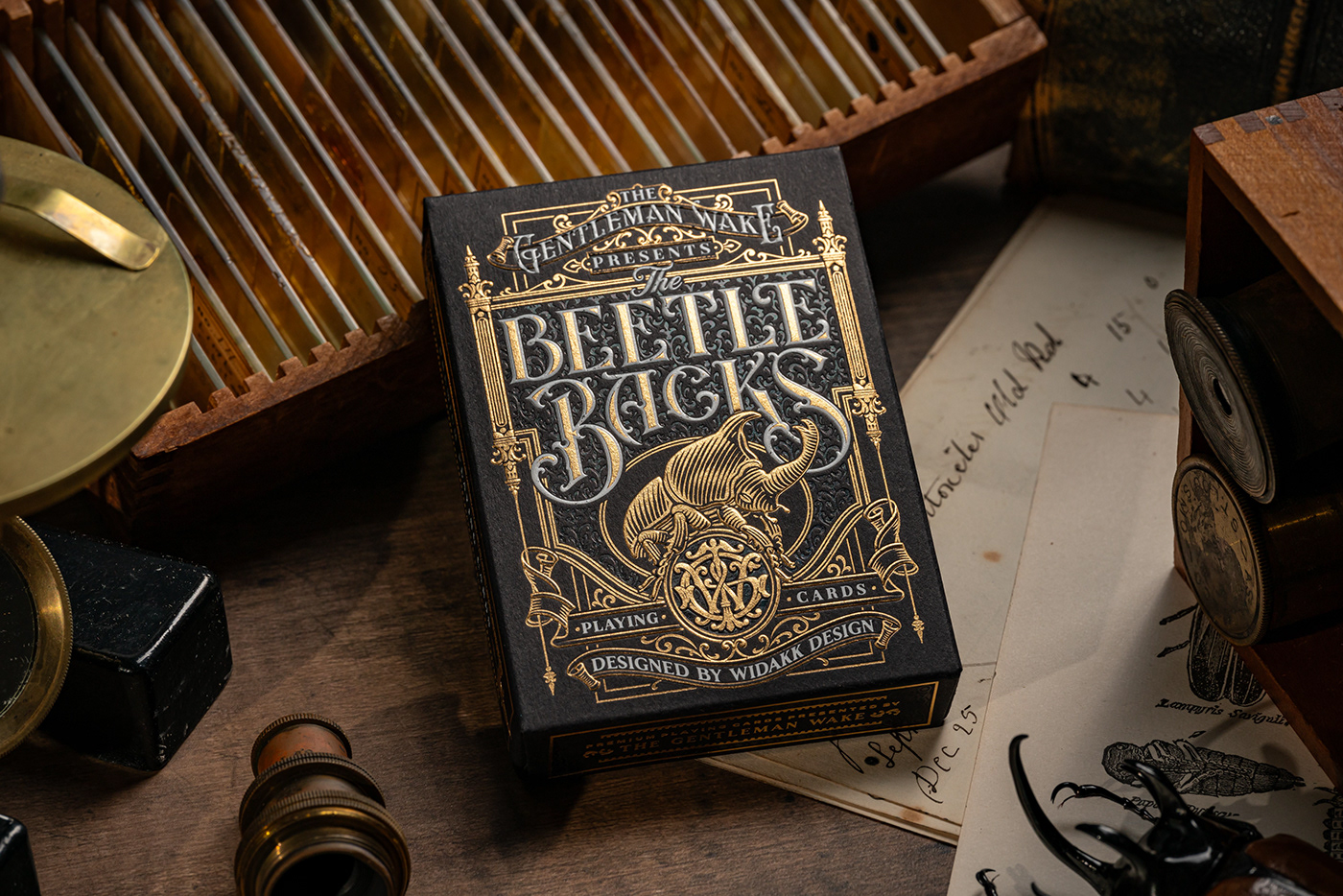 cards Games Packaging vintage luxury ILLUSTRATION  beetle premium Drawing  design