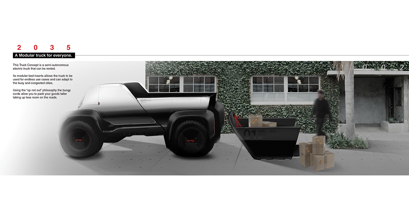 automotivedesign gmc Truck Transportationdsign graphicdesign rendering DegreeProject industrialdesign cardesign modular