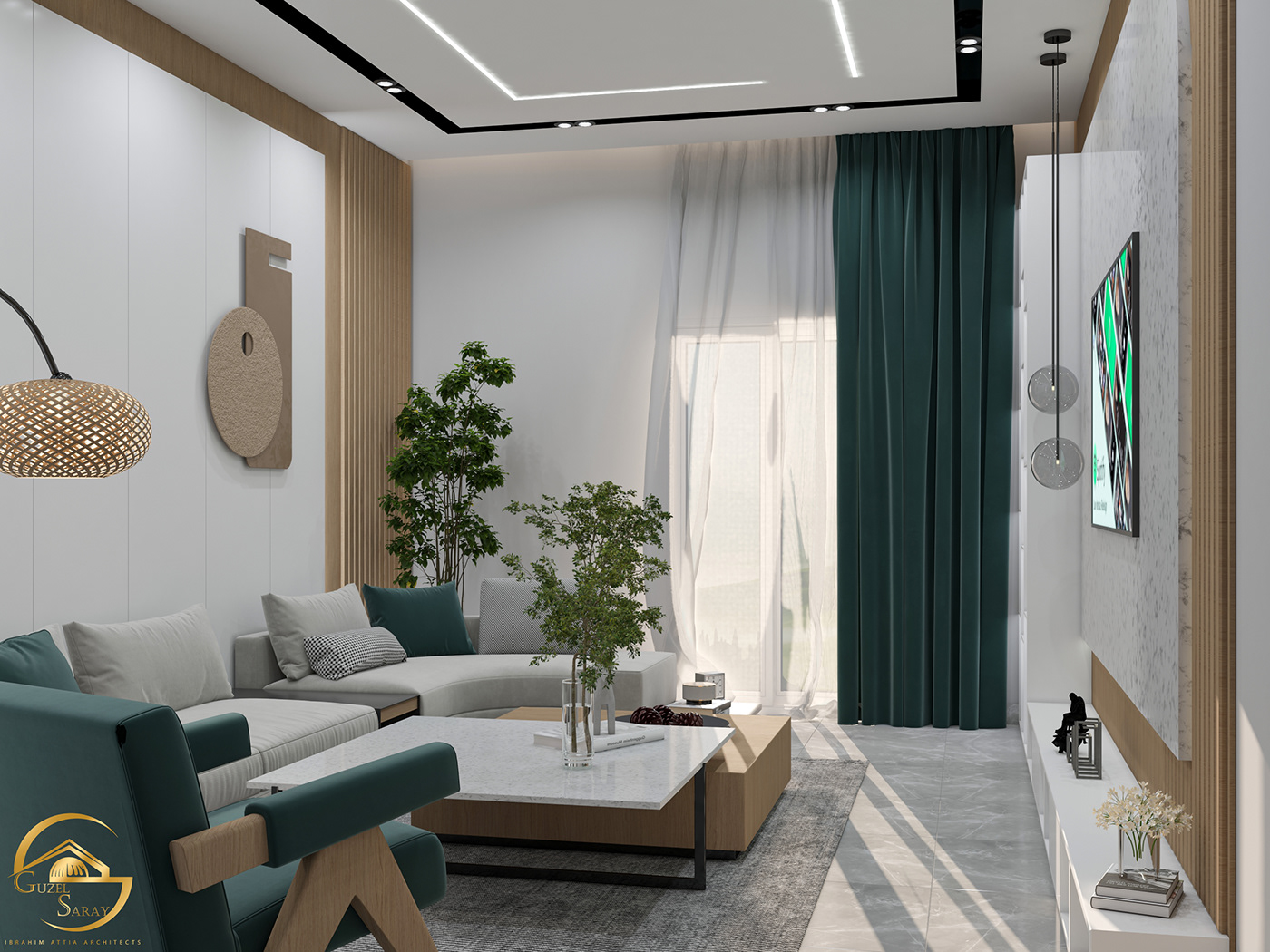 living room interior design  3ds max тв modern architecture Render visualization 3D