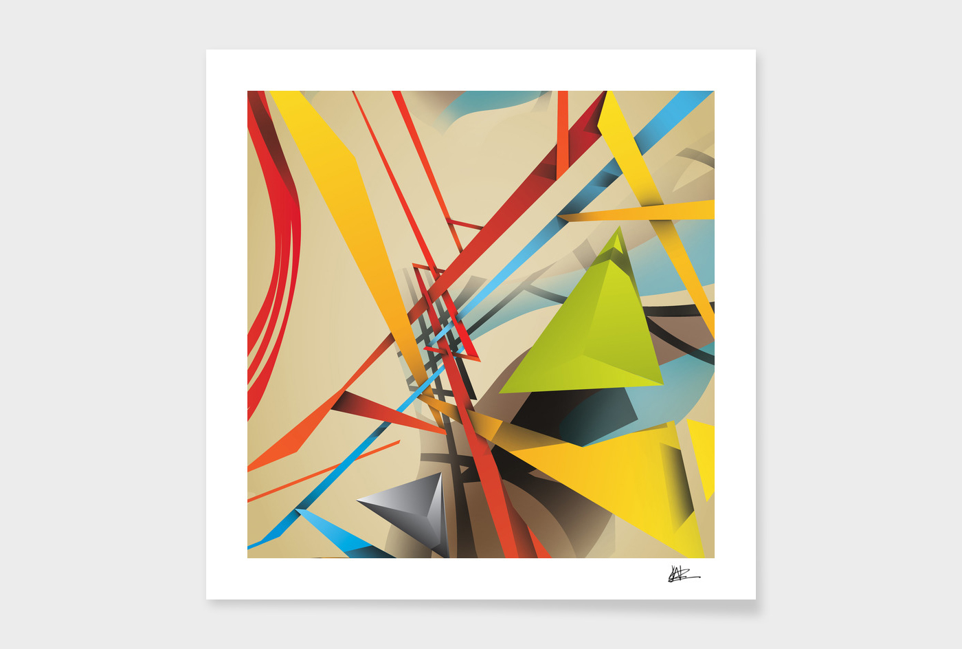 Love hate abstract geometric colour art ILLUSTRATION 