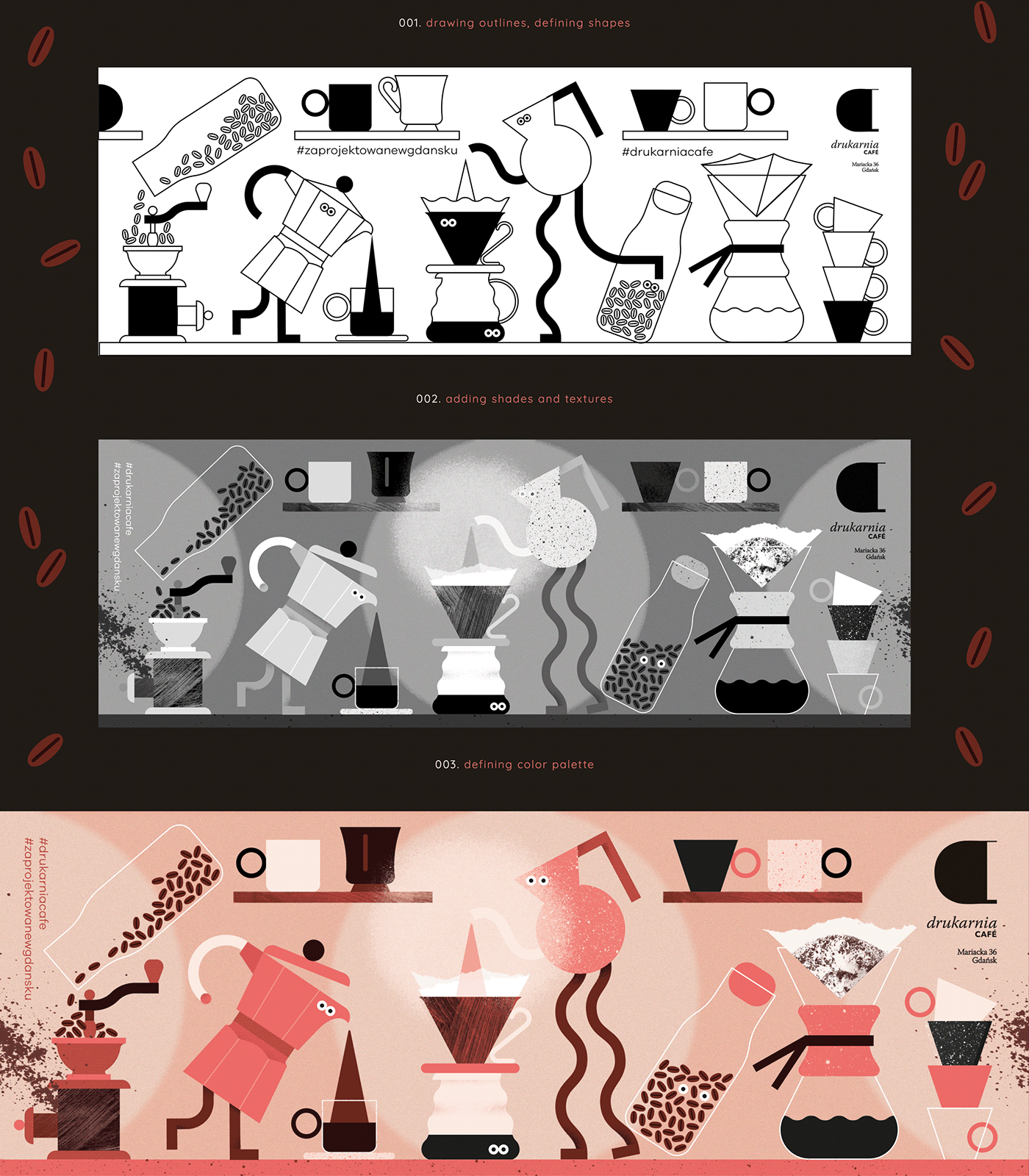 brewing Coffee colorful cup design geometric ILLUSTRATION  Illustrator simple Vector Illustration
