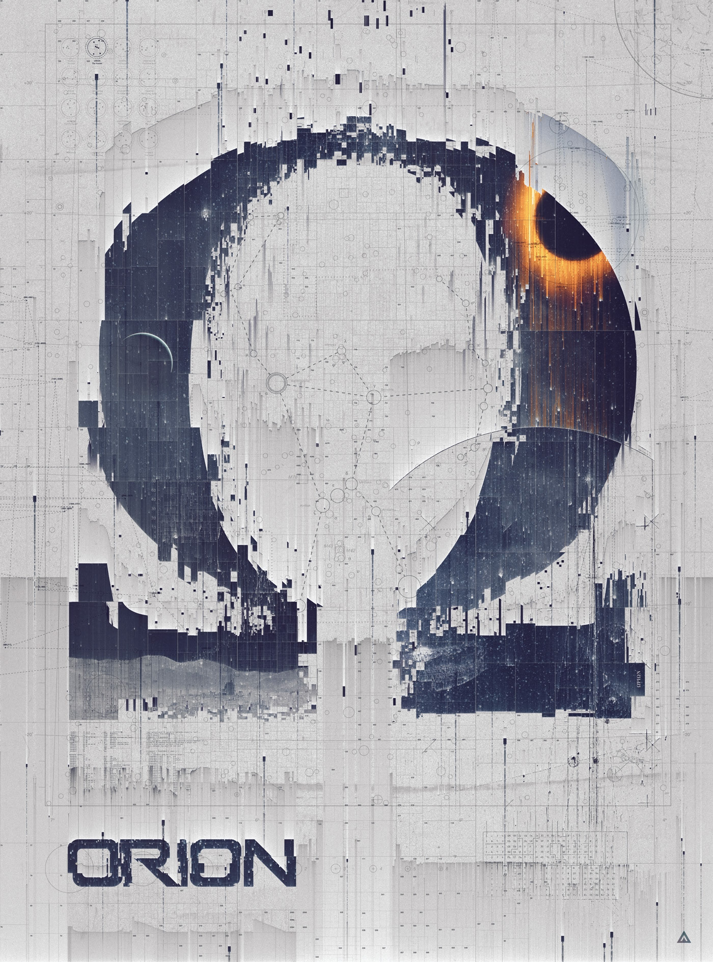 Space  orion pixelsorting digital art motion graphics  Omega constellation poster typography  