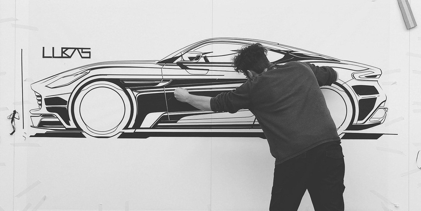 Adobe Portfolio Tape Rendering aston martin automotive   Automotive design industrie design tape sketch rendering Cars