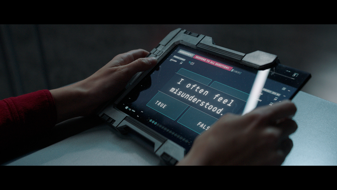 UI screen graphics design sci-fi tablet I am mother Display ms-dos Film   Netflixs