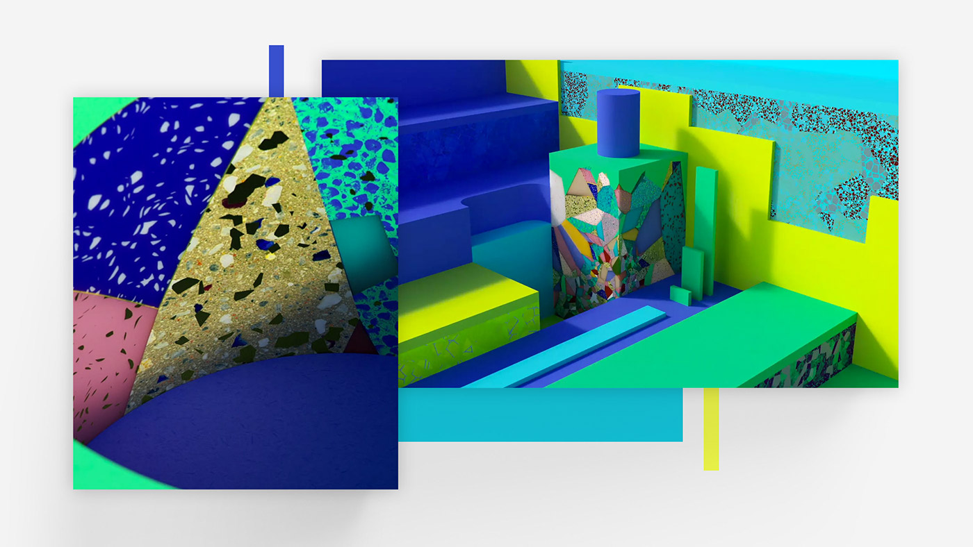 3D brand colors art deco Patterns macro