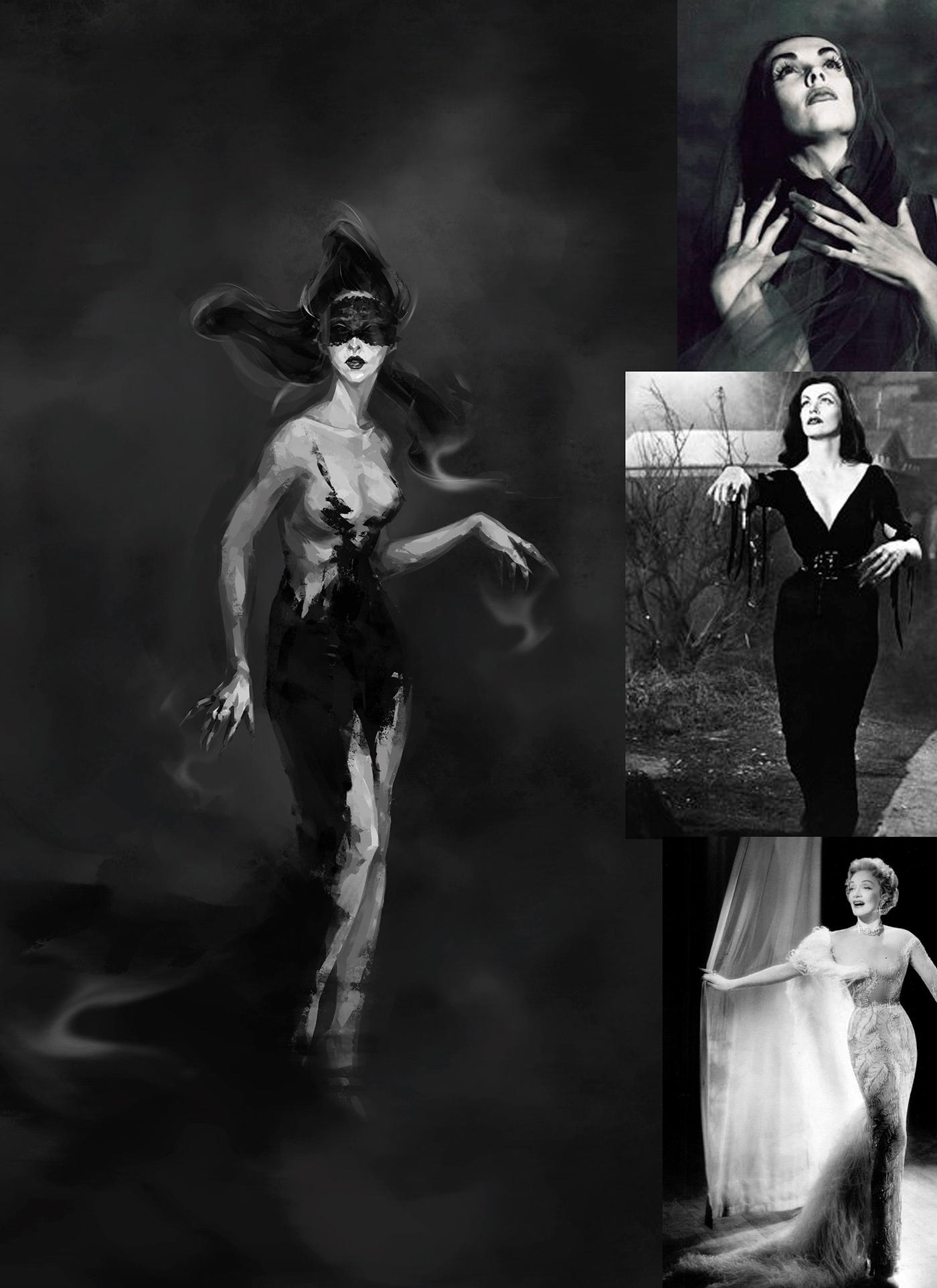 2dart banshee characterdesign conceptart darkart fantasyart retroinspiration vintage vintageposing witch