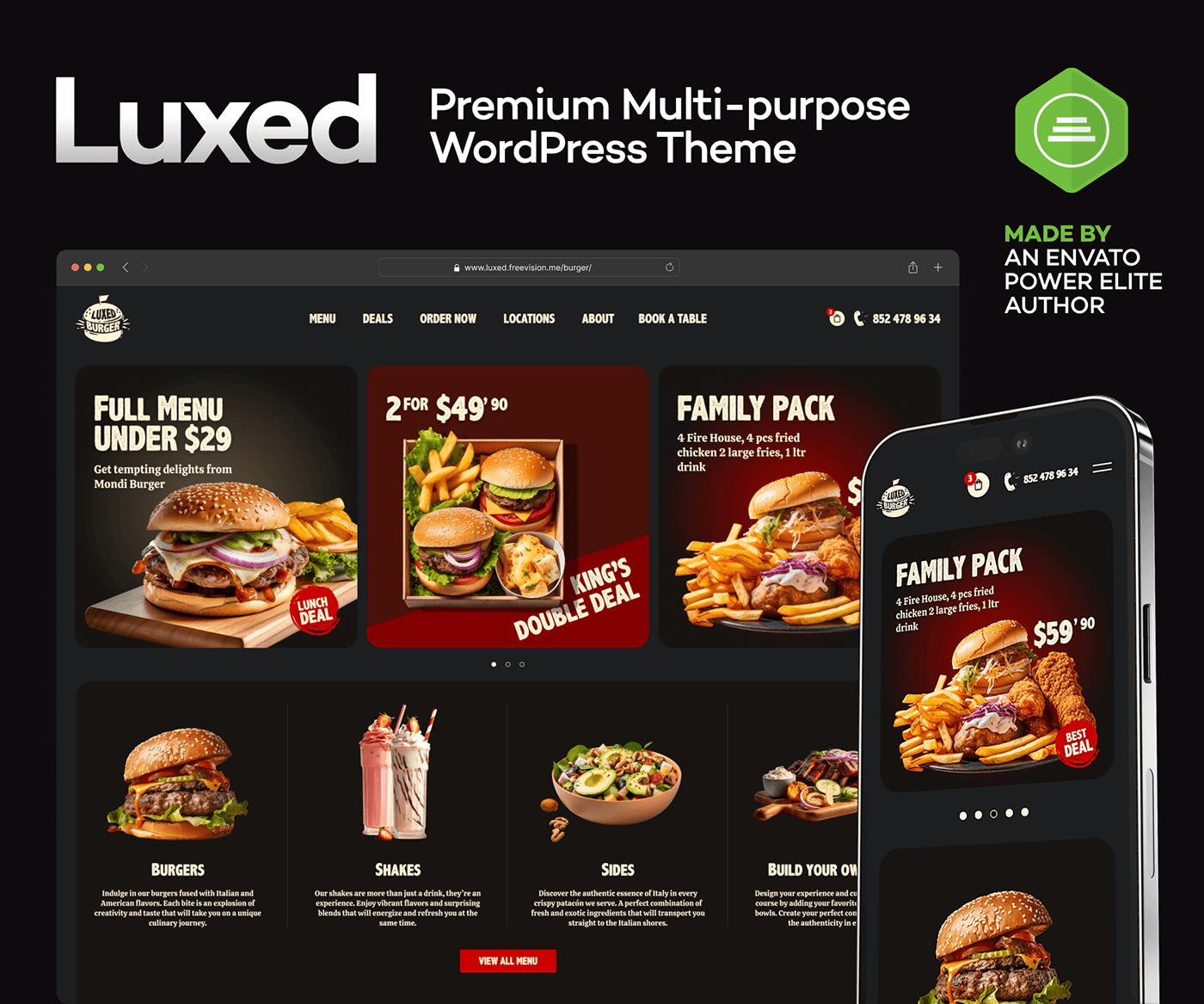 wordpress elementor Woocommerce Burger Website restaurant brand identity Logo Design shop themeforest Theme Customization