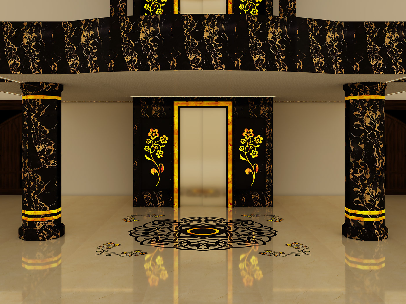 3ds max elevator indoor interior design  luxury Marble vray waterjet