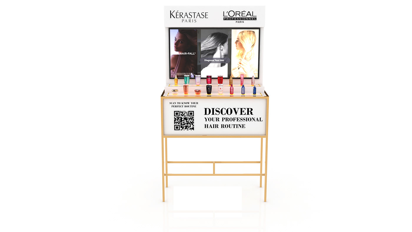 3D animation  booth Exhibition  interactive kerastase l'oreal posm Stand