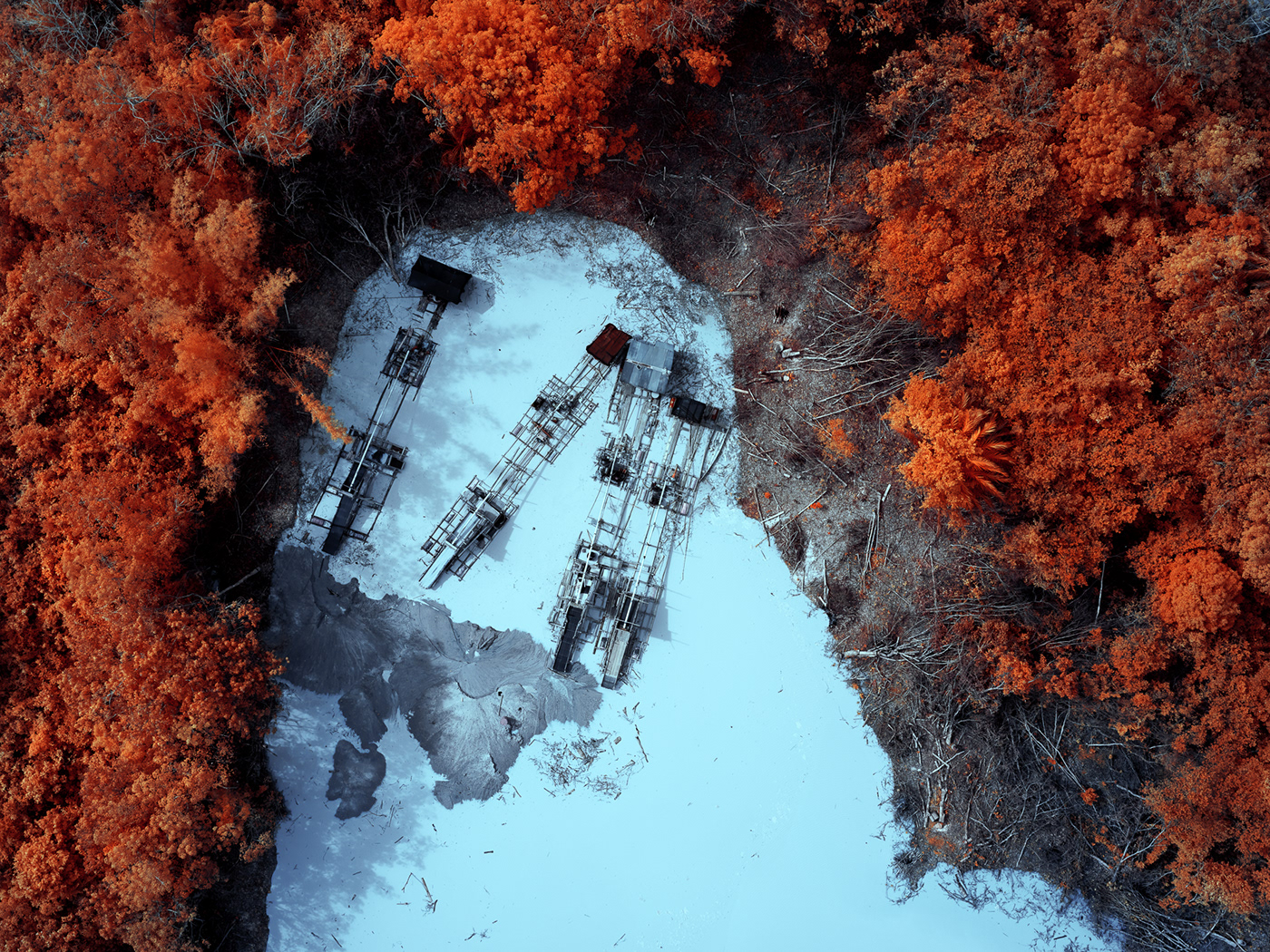 infrared photography infrared Mining indonesia anthropocene rainforest Aerial Drone photography Color Infrared false colour