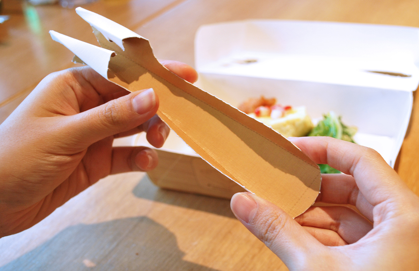 Food  Take out takeaway eat Sustainable environmental Structural origami  fork spoon paper industrial Innovative innovative product design singapore