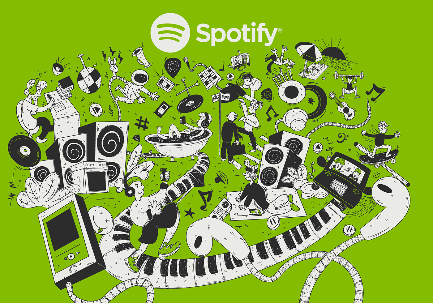 music spotify cover doodle cartoon digital illustration embalagem Packaging publicidade