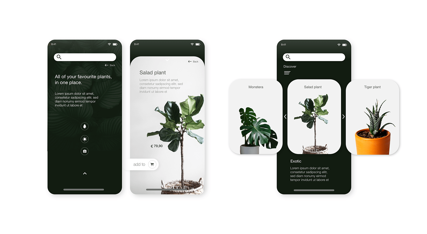 mobile UI design web app user friendly plants e-commerce