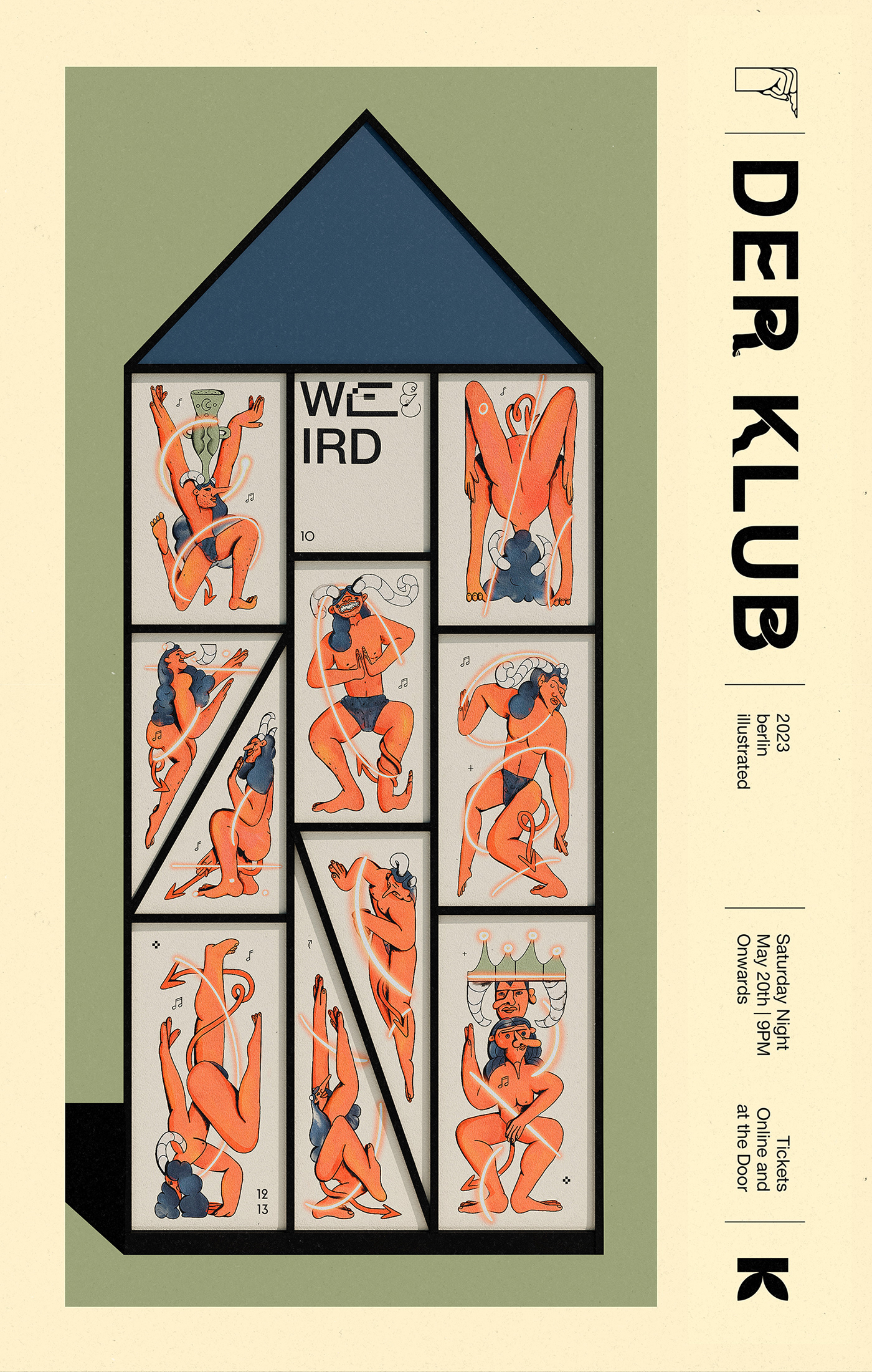 berlin dancing Sunglasses brochure branding  Logo Design poster 3D illustration clubbing music
