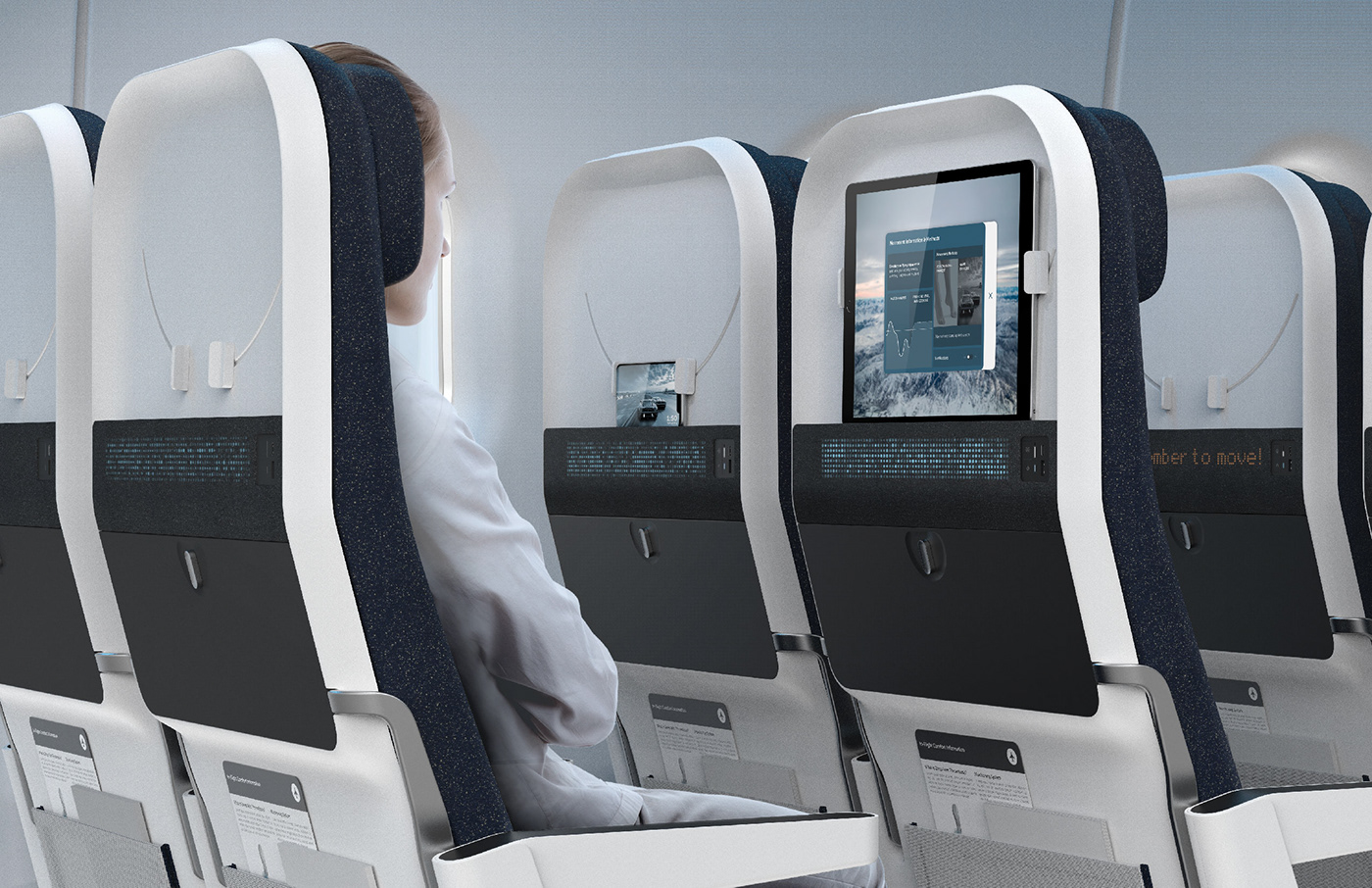 economy cabin aircraft seating Healthcare design Transportation Design movement dot matrix