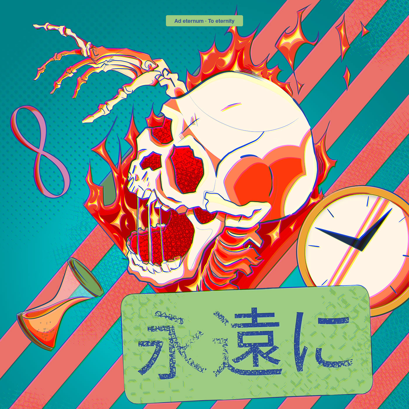 skull skeleton sticker carpe diem Digital Art  ILLUSTRATION  artwork japanese